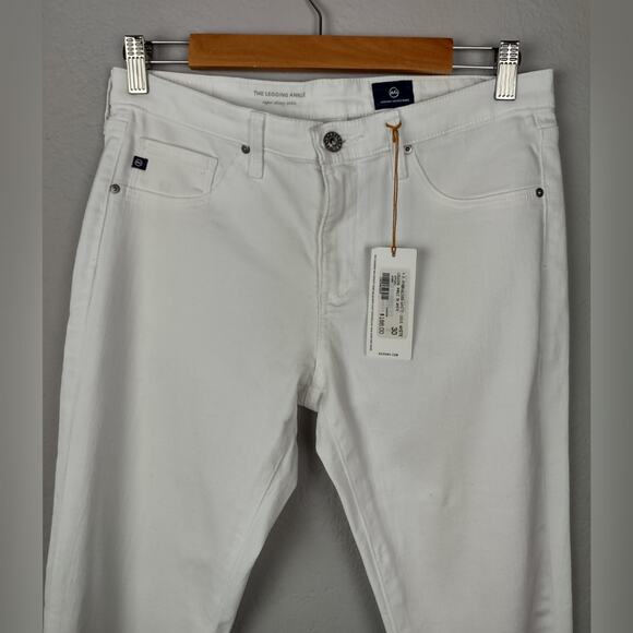 AG Adriano Goldschmied Legging Ankle Super Skinny Raw Hem White Jeans Sz 30 Flaw - Picture 16 of 16